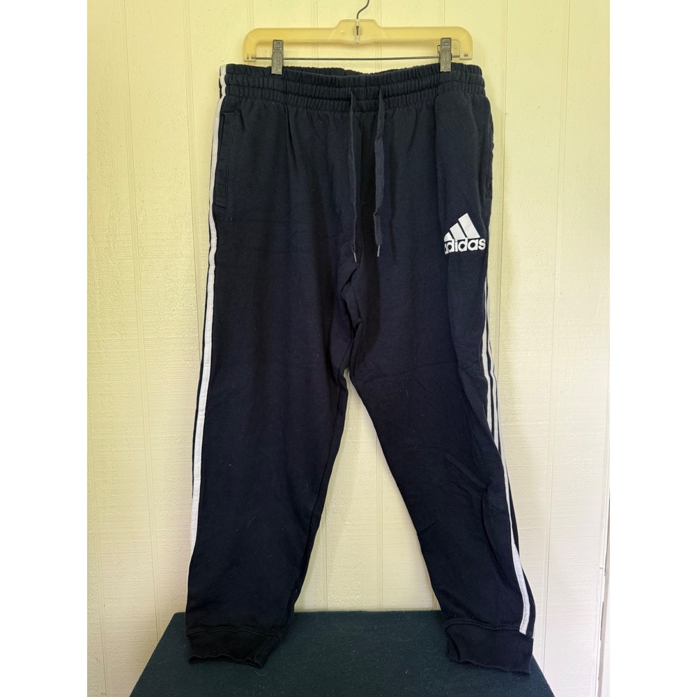 Adidas Mens Essentials 3-Stripes Tapered Joggers Navy Blue White XL Sweatpants